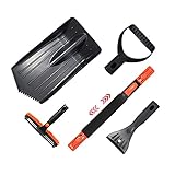 XDRUYI Schneeschaufel mit ergonomischem Griff, Blattbreite: 18 cm, Kunststoff-Blatt, Schneeschieber, ideale Schneeschippe für kleine und große Schneemengen, Schneeräumer, stabil (Aluminium-Stiel)