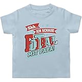 Sport Baby - Shh.Ich schaue Football mit Papa! - bunt - 18/24 Monate - Babyblau - Spruch - BZ02 - Baby T-S