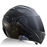 Motorcycle Helmets Flip-Top Helmets Modular Helmets with Bluetooth Helmets, DOT/ECE Certified Scooter Helmets Anti-Collision Helmets with Dual Lenses 3,S