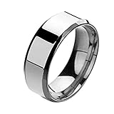 Unisex Glänzender Ring Mode Einfache Liebhaber Edelstahl Partnerringe Spiegel Fingerringe Schmuck Geschenke for Herren Damen, Silber, 69 (22.0)