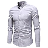 FUZHA Herren-Hemd Langarm - Slim-Fit - Business Freizeit Hochzeit - Bügelleicht Herren Business Hemd Regular fit für Freizeit Hochzeit Reine Farbe Hemden Langarmhemd Herren Business Hemd F