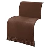 Erwin Müller Sofaüberwurf, Sofaläufer, Sesselschoner Schoko Größe 50x200 cm - anschmiegsam, temparaturausgleichend, mit Fransen - (weitere Farben, Größen)