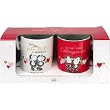 Sheepworld 46686 Fühl Dich geknuddelt, 2 Geschenkverpackung Tassen-Set, Porzellan, 350