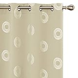 Amazon Brand - Umi 2 Stück Verdunkelungsvorhang ösen Gardinen Lichtundurchlässig Thermovorhang Runde Muster Wohnzimmer 138x168 Beig
