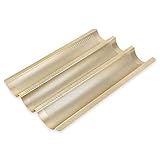 Schramm® Baguette-Blech in Bronze mit Antihaftbeschichtung für 3 Baguettes 38,5 x 28,5 cm Baguetteform Baguette Backblech Blech Brotback