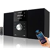 LONPOO Kompaktanlage Stereo Micro-HiFi-System mit CD Player, Bluetooth, UKW Radio, USB, AUX-in, Großes LED-Display und Knopf, Fernbedienung (lp-808B)