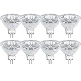 Luxvista Dimmbare 35W GU5.3 MR16 Halogenlampe, Dichroitisches Halogen mit Reflektor, DC 12V mit 550LM (Warmlicht 2800K, 8 Stück)