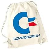 Commodore C64 Stoffrucksack aus Baumwolle, Naturfarbe, 34,5 x 45