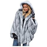 Damen Winter Kunstpelz Poncho Stola Warm Cape Cardigan Elegant Faux Fur Kunstfell Jacke Kurz Mantel Coat Bequem Mantel Lässig Mode Jacke Frauen Faux nerz mit Kapuze kunstpelz Dicke Oberbekleidung