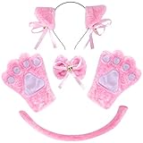 ECOMBOS Katzen Kostüm Zubehör - Katzenohren Haarreif Fliege Cosplay für Katzen Tierkostüm Adorable Anime Party Kostüm Zubehör Cosplay Halloween Mädchen D