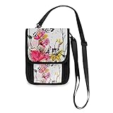 Reise-Umhängetasche, Grün, Gelb, Blau, Tulpen-Design, Reisepasshülle, Organisierte Reisetasche, Umhängetasche für Damen und Herren Mehrfarbig Blumen Tinte Gemälde 2 Einheitsgröß