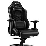 KLIM Esports Gaming Stuhl + Mit Lenden- und Nackenstütze + Verstellbar Gaming Sessel + Ergonomisch PC Stuhl + Kunstleder und Premium-Materialien + Schwarz Gamer Stuhl 2021 Version Gaming C