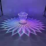 HMAKGG Diamant Kristall Nachttischlampe RGB LED Tischleuchte Modern Acryl USB Nachtlicht Touch Stimmungslicht Bunt Farbwechsel Nachttisch Wohnzimmer Bar Schreibtischlampe,Wood C