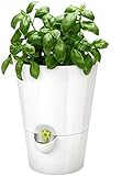 Emsa 514244 Kräutertopf für frische Kräuter, Selbstbewässerung, Wasserstandsanzeiger, Ø 13 cm, Weiß, Fresh Herb