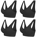 Boolavard Comfort BH - Seamless - Bustier BH - Freizeit und Sport BH, Sporttop, Nahtlos, Form Bustier Top ohne Bügel, Ahh Bra Wohlfühl (L: 96-101cm (75C-85A), 4 x Schwarz)