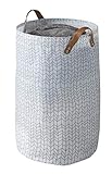 WENKO Wäschesammler Geo - Wäschekorb, 2 Tragegriffe, platzsparend zusammenfaltbar Fassungsvermögen: 75 l, Polyester, 40 x 60 x 40 cm, Weiß