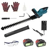 YASSIMY Akku Heckenschere, Elektrische Heckenschere mit Lithium-Ionen-Akku und Ladegerät zum Trimmen von Sträuchern Sträucher, Schnittlänge 500