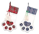 Weihnachtsstrümpfe, 2 Stück Haustier Pfote Weihnachtsstrümpfe Katze Und Hund Strümpfe Hängen Gitterkatze Weihnachtsstrümpfe Personalisierte Haustier Strümpfe Urlaub Weihnachten Kamin Baum Dek