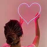 YPYSD LED-String-Lichter Herzform Neonzeichen Wand Hängendes Licht Für Hochzeitsschlafzimmer Home Neue Jahre Party USB Betriebener Valentinstag-Weihnachtsdekor Tik Tok Patio Lights (Color : Pink)