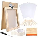 Caydo 27-teiliges Siebdruck-Starter-Set beinhaltet 20,3 x 25,4 cm Siebdruckrahmen mit 110 weißen Maschen, Siebrahmen-Schmetterlingsscharnier-Klemme und Werkzeuge für Siebdruck