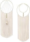 Mkouo 2 Pcs Makramee Wandbehang gewebte Wanddekoration Kunst Boho Chic Bohemian Home Decorations für Wohnung Schlafzimmer Wohnzimmer Wohnheim Kinderzimmer, 30.5cm(W) x 91.4ccm(L)