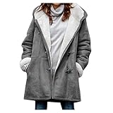 Damenmantel, Winterjacken, Übergröße, warm, aus Verbundstoff, Plüsch, Revers, Jacke, Outwear, Mantel, Damen Strickjacken, Größe UK, A02_grau, 90