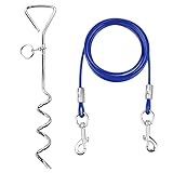 Anlegespirale Anlegepflock mit Hundeleine, 15 Zoll Anlegepflöcke für Hunde mit 3M Tie-Out Leinen Edelstahl Bodenanker für Hof und Camping für Kleine Bis Mittlere H