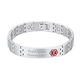 Custom4U Personalisierte Armbänder mit medizinischer Alarm-Gravur, presonalisierbar, Medizinische Alarm Edelstahl ID Tag Schwarz Verstellbare Armband für Männer, Kostenlose G