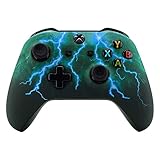 eXtremeRate Gehäuse für Xbox One X/S Controller,Gehäuse Hülle Schale Case Faceplate Zubehör Ersatzteile für Xbox One S/Xbox One X Controller Modell 1708(Grüner Sturm Donner)