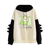 Pianshanzi Damen Kawaii Hoodie Kapuzenpullover Herbst Winter Warm Süßer Dinosaurier Pulli Outwear Langarm Sweatshirt Mädchen Pullover Bluse Top