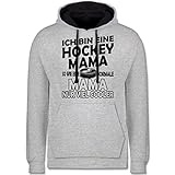 Eishockey Trikot Ersatz - Ich bin eine Hockey Mama - So wie eine normale Mama nur viel cooler - schlicht - schwarz - XXL - Grau meliert/Navy Blau - Statement - JH003 - Hoodie zweifarbig