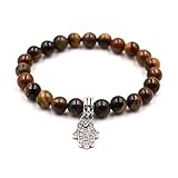 Hand von Fatima - Naturelle Perlen Armband mit Anhänger Khamsa zum Schutz vor dem bösen Blick