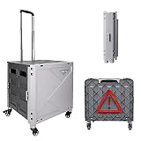 FIXNOW Faltbare Rollkiste, tragbarer Rollkisten-Bollerwagen mit Warndreieck, 360° rollbare abnehmbare Räder, faltbarer Mehrzweckwagen für Einkaufen, Büro, R