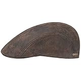 Stetson Madison Leder Flatcap Herren - Ledercap im Vintage-Stil - Schirmmütze mit Innenfutter aus Baumwolle - Mütze Sommer/Winter - Schiebermütze braun S (54-55 cm)