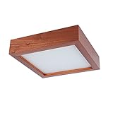 Deckenleuchte LED Holz Meranti 33x33cm | Holzleuchte modern 1x6W | Deckenlampe E27 230V | Holzlampe inkl. 1x LED-Leuchtmittel 660lm extra warmweiß 2700K | Leuchte mit furnierter Holzob