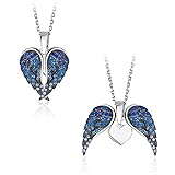 TBNB Angel Wings Halskette Modische Engelsflügel Kristall Halskette Herz Halsketten für Frauen Schmuck Geschenk