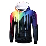 SALEBLOUSE Männer 3D-gedruckte Kapuzenpullover-Sweatshirts Herren Langarm Lustige Bunte Bedruckte Sportbekleidung Hoodies Tops Blusen mit Känguru-Taschen für Reisen zu Fuß Sp