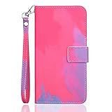 Aisenth Graffiti bunt Handyhülle für iPhone 7/8/SE 2020, Aquarellkunst Ledercase im Portemonnaie-Stil Handytasche Brieftasche Magnetisch Klapphülle Etui Schutz Flip Cover Book Case -Rosa/V