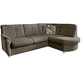 Cavadore Ecksofa Sunuma mit Ottomanen rechts / Moderne Eckcouch braun / Größe: 246 x 91 x 176 cm (BxHxT) / Strukturstoff in b