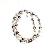 echtes Perlenarmband zwei-reihig Silber Perle rhodiniert 19 + 2