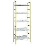 EUGAD 0018ZWJ Standregal Bücherregal Metallregal Leiterregal Stufenregal Multifunktionale Regal Industrie Design MDF Metall 60x27,5x160cm, Golden M