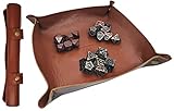 World of Dice Würfelteller Echtleder - ideal für alle RPGs, Würfelunterlage, Würfelschale, Würfelbrett, für Dungeons and Dragons, Kniffel, DSA, UVM