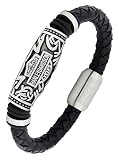 Herren-Armband von The Jewelbox Zivom, mit Metallelement, ideal für Harley-Fans, handgefertigt, weiches und langlebiges Leder, Edelstahl, Schw