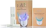 Professionelles, drahtloses LED-Zahnaufhellungsset von at&R labs. für gesunde weiße Zähne - Inhalt 3 Bleaching Gelstifte / Teeth Whitening Pens, Mundstück und Ladekab