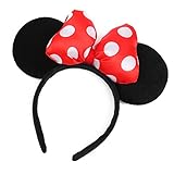 ZADAWERK® Haarreif - Mini Mouse - Erwachsene - Rot - Accessoire JGA - Karneval - Mauskostüm - schwarze Ohren, rote Schleife, weiße Punkte - Polk