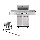 MH-Online Enders Kansas PRO 3 SIK Turbo BBQ Gasgrill, Infrarot 3 Edelstahl-Brenner stufenlos, Grillwagen mit Seitenkocher, Silber, 64x142x118 cm inkl. F