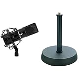 Auna MIC-900B USB Kondensator Mikrofon für Studio-Aufnahmen inkl. Spinne (16mm Kapsel, Nierencharakteristik, 320Hz - 18KHz) schwarz + König & Meyer Ständer für Tischmikrofon B