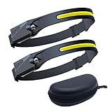 HIAME 2pcs Stirnlampe Led Wiederaufladbar mit tragbarer Aufbewahrungstasche, Intelligente Induktionssteuerung Kopflampe Joggen, wasserdichte Scheinwerfer zum Laufen, Angeln Camping, Wandern im F