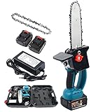 Akku Kettensäge 18V Einhand Baumsäge 8 Zoll Mini Holzsäge Elektrische Handkettensäge mit 2 Akku 1500mAh und Ladeg