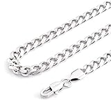 OUTLAW halsketten für herren halskette männer kette silber silberkette panzerkette kubanisch edelstahlkette ketten herrenkette männerkette mens necklace silver chain Mann männerketten schmuck 58